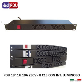 PDU Multipresa Serie VDE19” - 10A - 8 C13  interr. luminoso