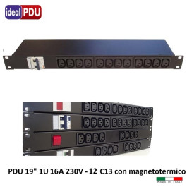 PDU Multipresa Serie VDE 19" - 16A 230V - 12 C13 con MTG
