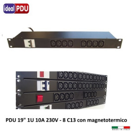 PDU Multipresa Serie VDE 19" 1U - 8 C13 + MTG 10A