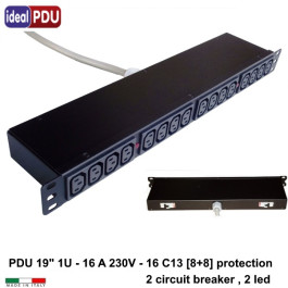PDU Multipresa Serie VDE 19 - 16A 230V - 8+8 C13 / MTG + Led