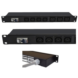 Multipresa rack 19"  1U 16A, 4 C13 + 3 C19 con magnetotermic