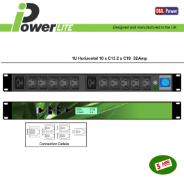 PDU Intelligente monitoraggio remoto, 10 C13, 2 C19  32Amper