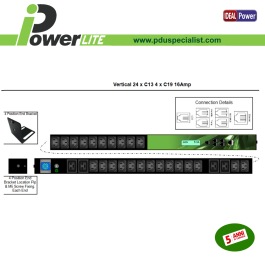 Multipresa intelligente verticale 16A - 24 C13, 4 C19