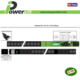Multipresa intelligente verticale 32A - 36 C13, 6 C19