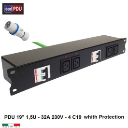 PDU Multipresa Serie VDE 19 1,5U - 4 prese IEC C19 protette