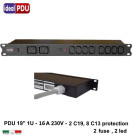 PDU Multipresa Serie VDE 19" - 16A 230V - 8 C13 + 2 C19 Fuse