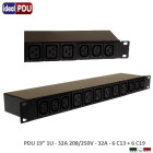 PDU Multipresa Serie VDE - 19" 1U - 32A 230V - 6 C19 + 6 C13