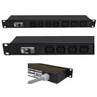 Multipresa rack 19"  1U 16A, 4 C13 + 3 C19 con magnetotermic